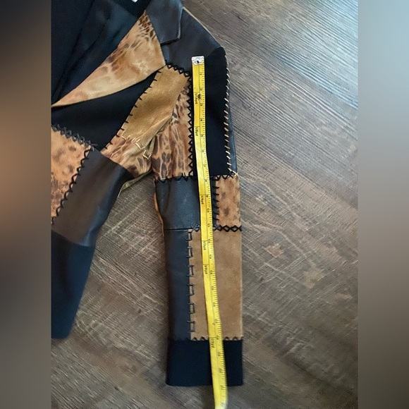 ALBERTO MIKALI sueded leather patchwork blazer designer jacket vintage Y2K sz 2 - Picture 10 of 16